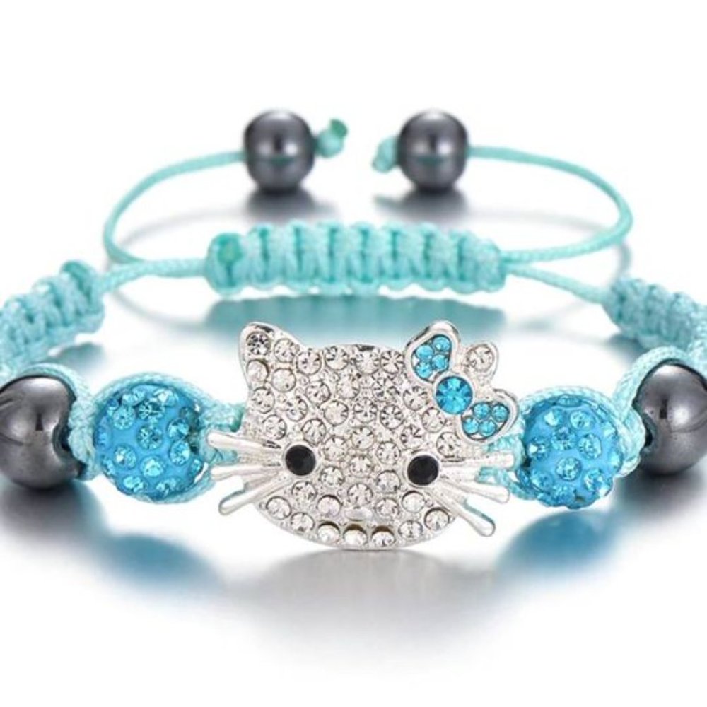 Handmade Hello Kitty Kids Braided Bracelet - Blue